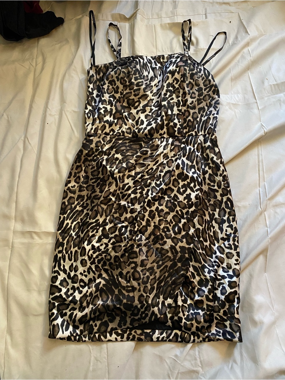 Guess Leopard-Print Satin Mini Dress in Brown and Black